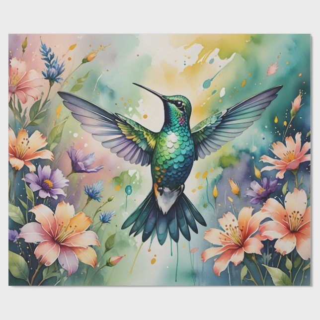 papel de regalo de colibrí colorido (Superficie plana)