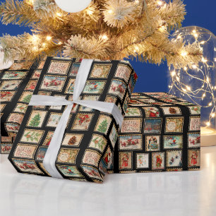 Papel de regalo de collage de sellos de Navidad vi