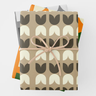Papel de regalo de colores otoñales de tulipán ret