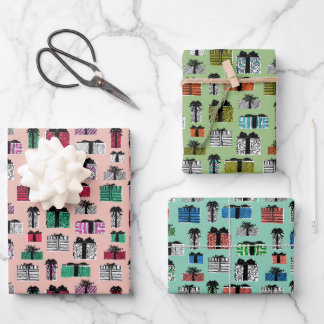 Papel de regalo de colores surtidos de regalos ret