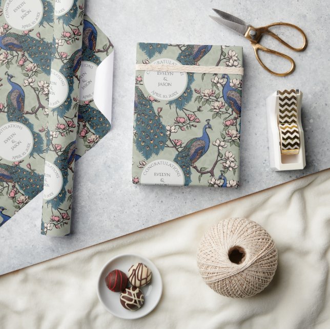 Papel de regalo de compromiso con salvia floral y  (Artesanía)