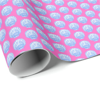 Papel de regalo de conchas vibrantes (rosa y azul)