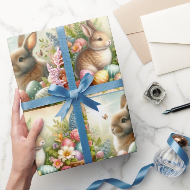 Papel de regalo de conejo de Pascua Collage (Regalar)