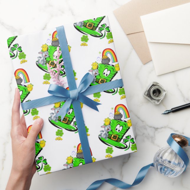 Papel de regalo de conejo del día de San Patricio  (Regalar)