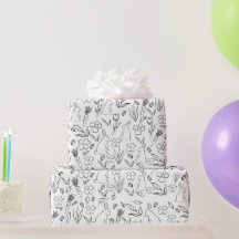 Papel de regalo de conejo y zanahoria del bosque