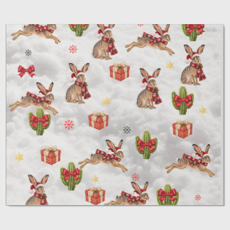 Papel de regalo de conejos de Navidad