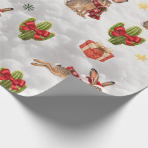 Papel de regalo de conejos de Navidad