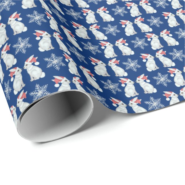 Papel de regalo de conejos de Santa (Esquina del rollo)