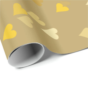 Papel de Regalo de Confeti de Corazones Dorados