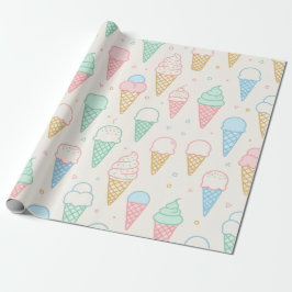 Papel de Regalo de Cono de Helado Pastel