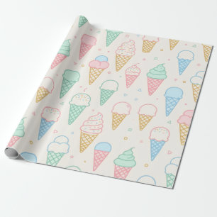 Papel de Regalo de Cono de Helado Pastel