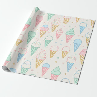 Papel de Regalo de Cono de Helado Pastel