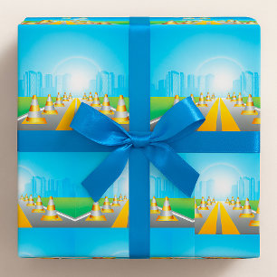 Papel de Regalo de Conos de Carretera que Llevan a