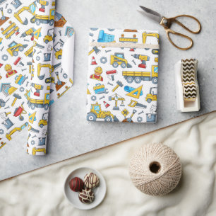 Papel de regalo de construcción, regalo de cumplea