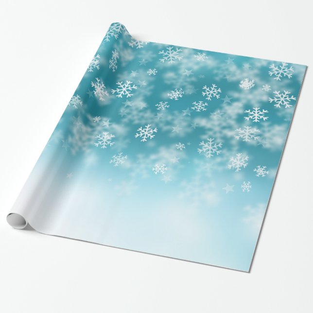Papel De Regalo ❄️ ❄️ de copas de nieve que caen (Desenrollado)