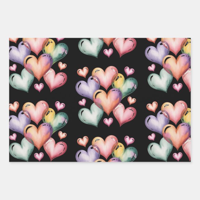 Papel de regalo de corazón de arcoíris para San Va (Anverso)
