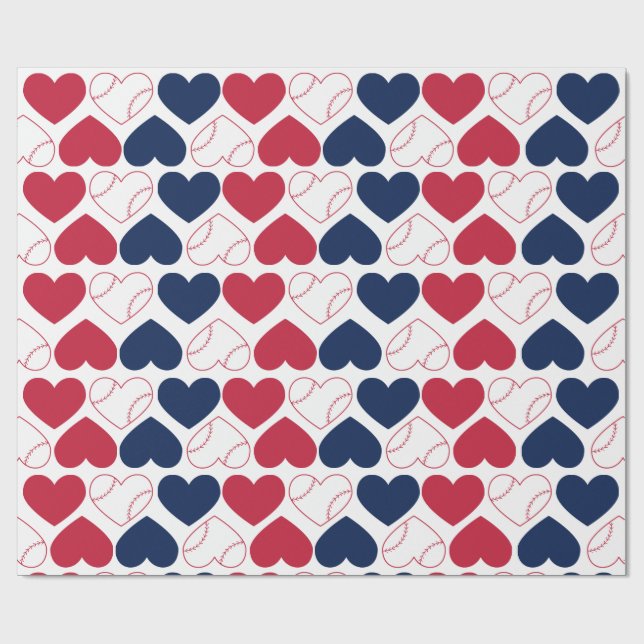 Papel de regalo de corazón de béisbol (Superficie plana)