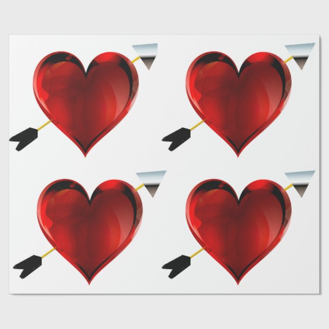 Papel de regalo de Corazón y Flecha (Superficie plana)