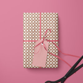Papel de regalo de corazones a cuadros marrón eleg