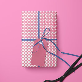 Papel de regalo de corazones a cuadros rosa estilo