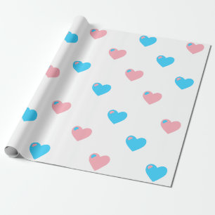 Papel de regalo de corazones grandes Orgullo Trans