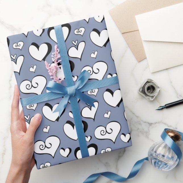 Papel de regalo de corazones grises (Regalar)