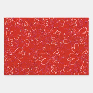 Papel de regalo de corazones rojos