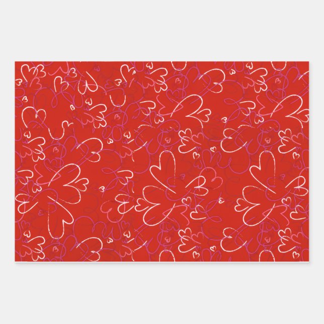 Papel de regalo de corazones rojos (Anverso)