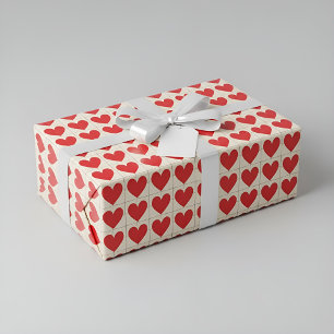 Papel de regalo de corazones rojos patrón de amor 
