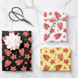 Papel de Regalo de Corazones y Estrellas de San Va