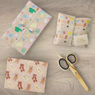 Papel de regalo de cosas de bebé/Teddy Bears
