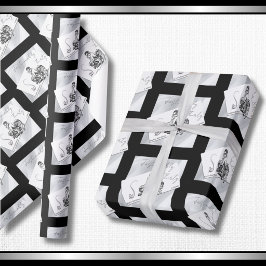 Papel de regalo de couture Modern Noir cumpleaños 