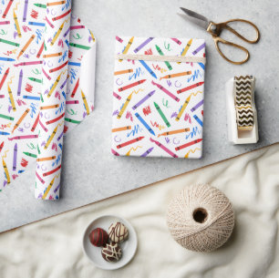 Papel de regalo de crayones, papel de regalo de re