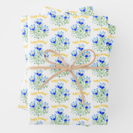 Papel de regalo de crocus azules