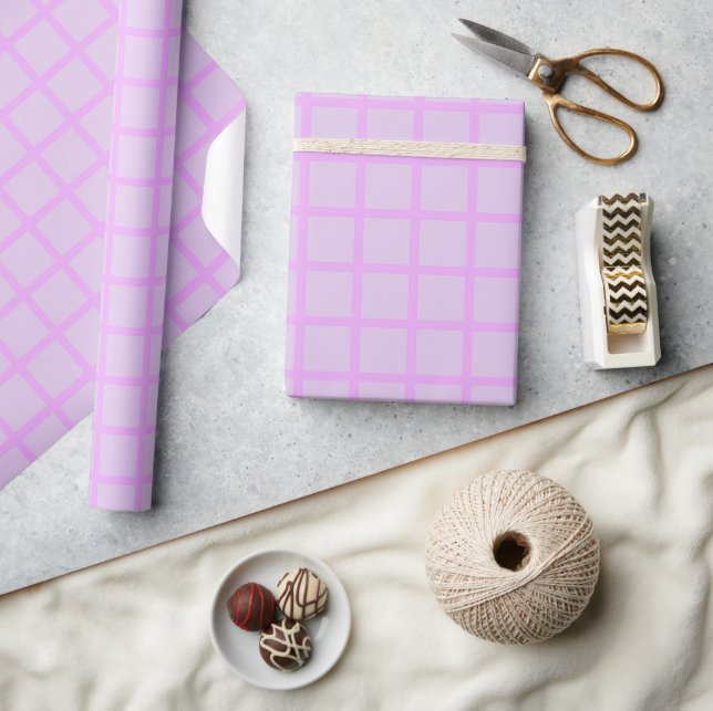 Papel de Regalo de Cuadrícula de Lavanda Suave (Artesanía)