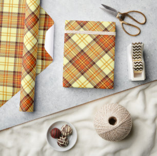 Papel de regalo de cuadros cálido de otoño