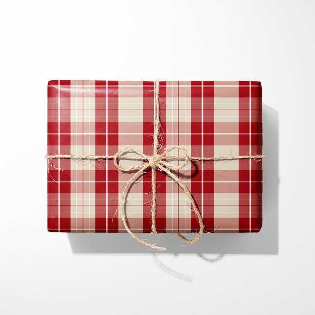 Papel de regalo de cuadros clásico rojo y crema (Subido por el creador)