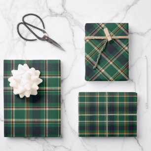 Papel de Regalo de Cuadros Clásico Verde Azul Amar