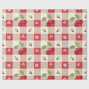 Papel de regalo de cuadros de cereza adorable