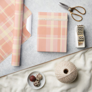 Papel de Regalo de Cuadros de Melocotón con Estilo