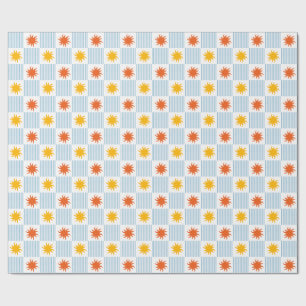 Papel de regalo de cuadros de ráfaga de sol multic