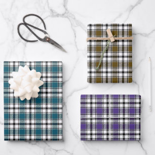 Papel de regalo de cuadros en verde azulado, marró