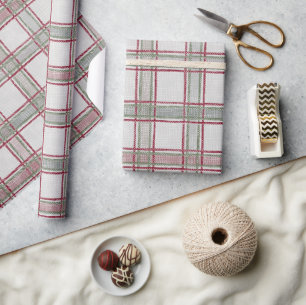 Papel de regalo de cuadros escoceses de Navidad