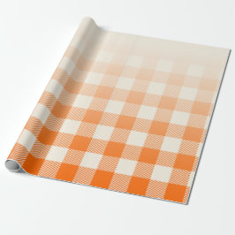 Papel de regalo de cuadros escoceses naranja y cre