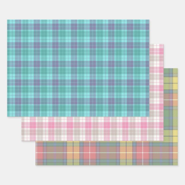 Papel de regalo de cuadros escoceses para manualid (Set)