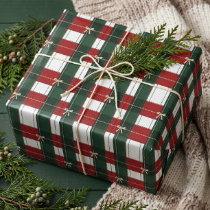 Papel de regalo de cuadros escoceses rojo y verde 
