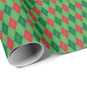 Papel de regalo de cuadros escoceses rojos y verde