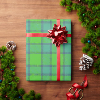 Papel de regalo de cuadros escoceses verde y azul