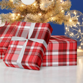 Papel de regalo de cuadros festivo rojo y blanco