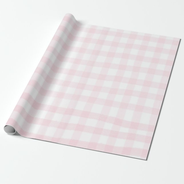 Papel de regalo de cuadros gingham rosado simple  (Desenrollado)